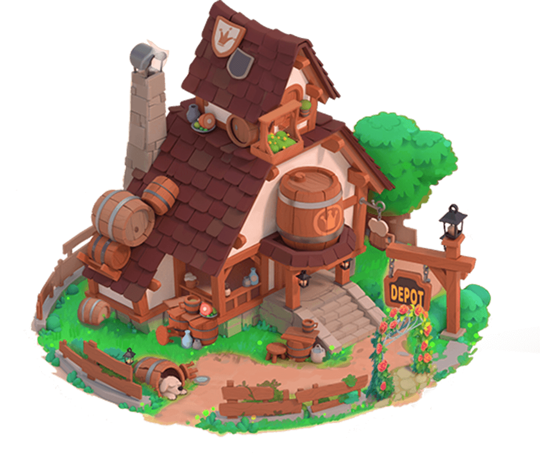 Farm World 升级后农舍的官方插画
